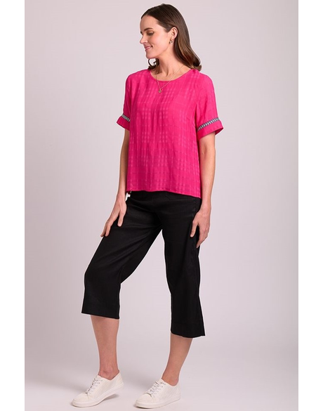 Rib Trim Step Hem Top