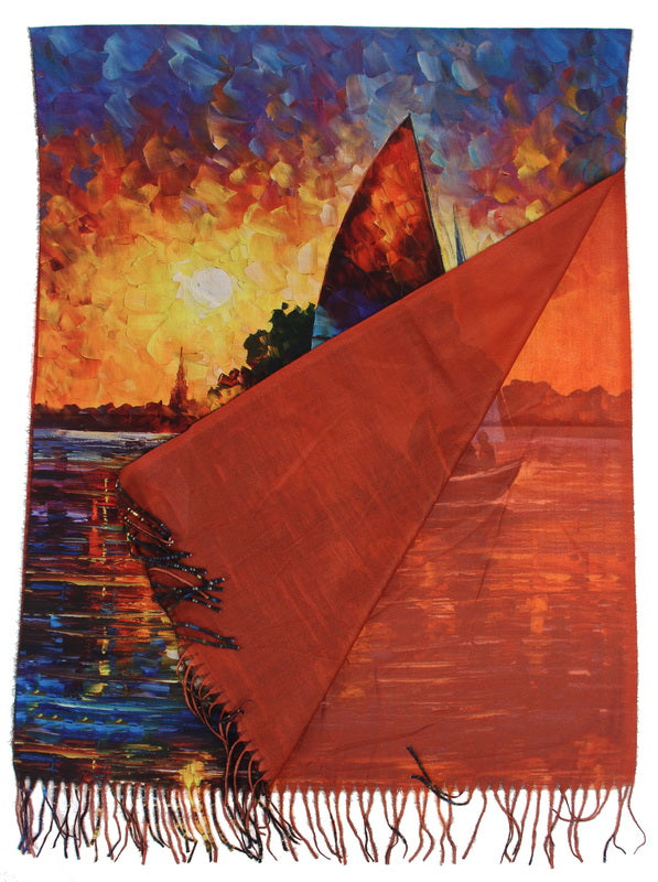 Boat in Sunset Scarf